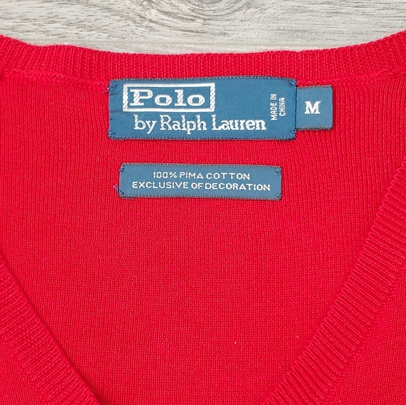 Excellent Used Condition Men's POLO RALPH LAUREN Pima Cotton V-Neck Sweater Med - Picture 2 of 7